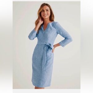 Boden Blue Tie-Waist Sheath Dress | Size 6